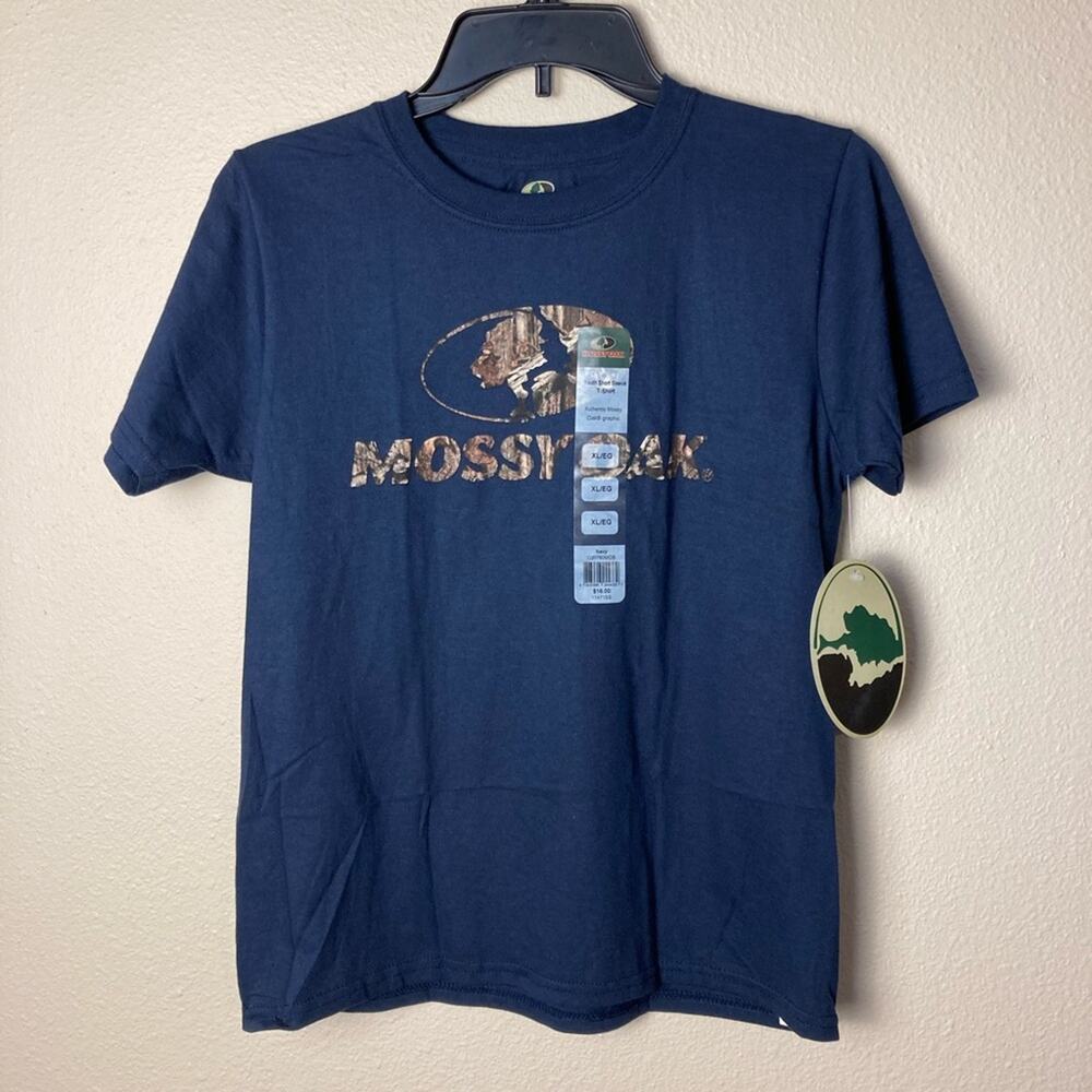 Mossy Oak T-Shirt Youth XL Navy Short Sleeve Authentic Mossy Oak Graphic